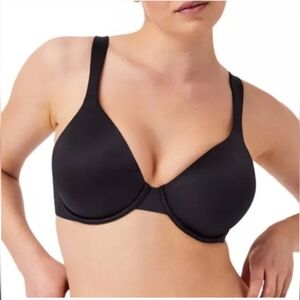 Spanx Satin Unlined Full-Coverage Bra 34DD Very Black
